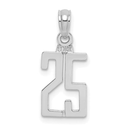 14K White Polished Number 25 Pendant
