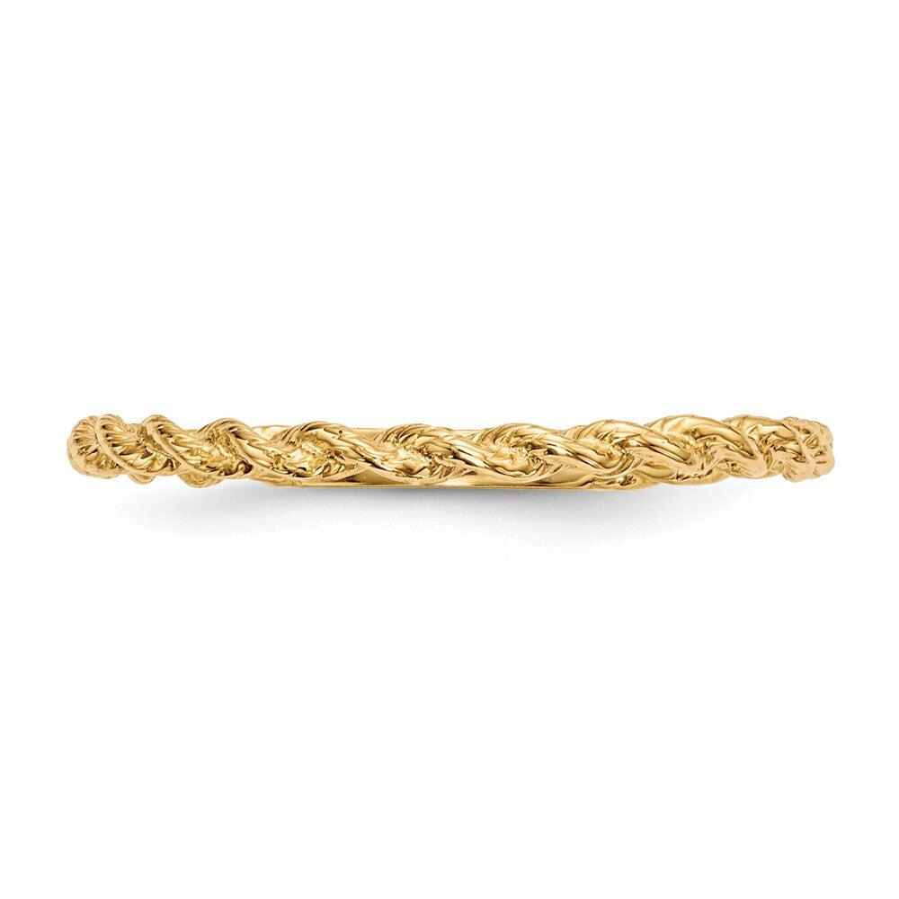 14K Yellow Gold Polished Twisted Rope Ring Size 5
