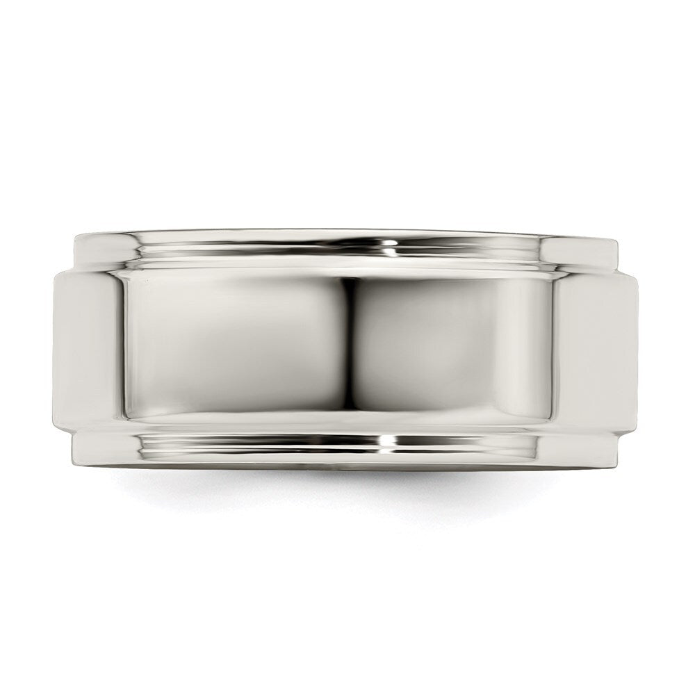 Sterling Silver 8mm Flat with Step Edge Size 9 Band Ring