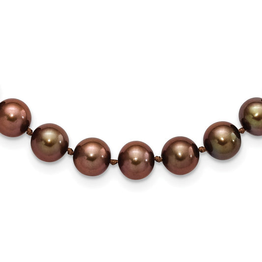 Sterling Silver Rhodium-plated 8-9mm Brown Cultured Pearl Necklace 18"