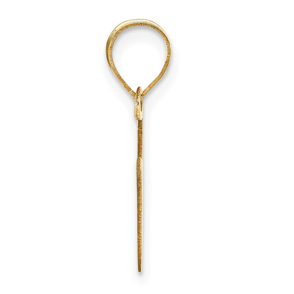 14k Yellow Gold Polished Bubble Letter V Initial Pendant for Women