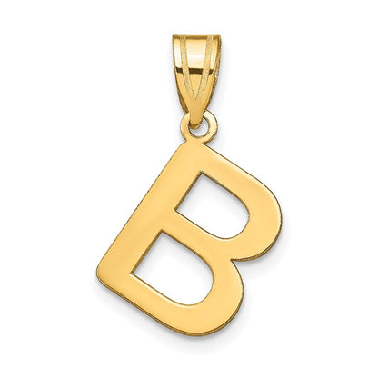 14k Yellow Gold Polished Bubble Letter B Initial Pendant