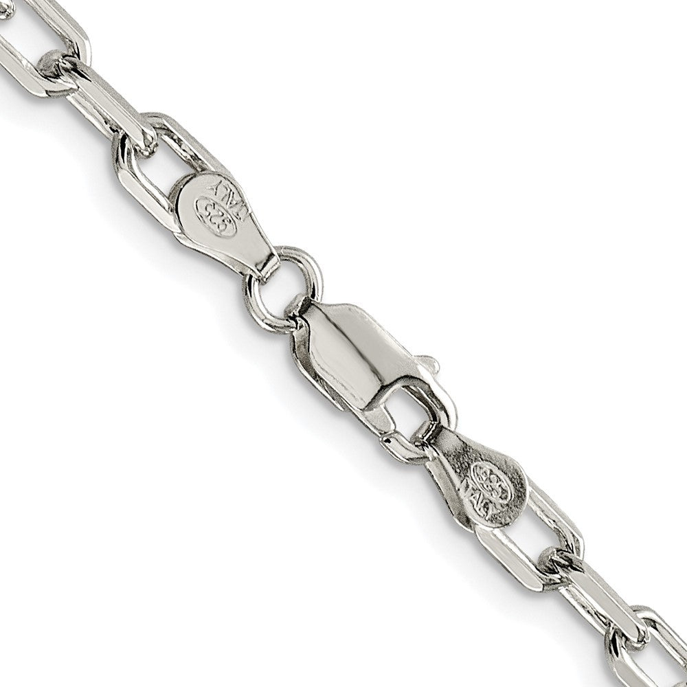 Sterling Silver Rhodium-plated 4.5mm Diamond-cut Long Link Cable Chain Necklace