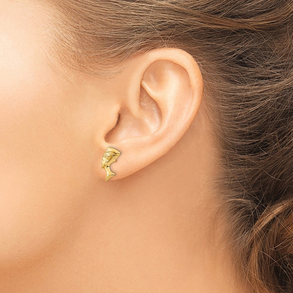 14k Yellow Gold Nefertiti Stud Earrings Gift for Women