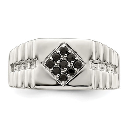 Sterling Silver Rhodium-plated Men's Onyx Ring Size 11