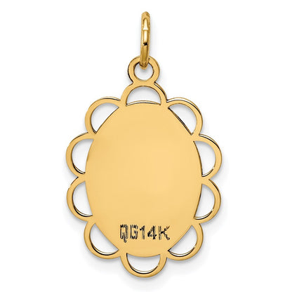 14k Yellow Gold Plain .013 Gauge Engravable Flower Disc Charm Pendant for Women