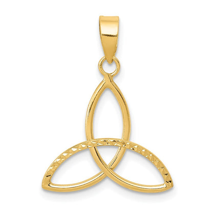 14k Yellow Gold Diamond Cut Trinity Pendant for Women
