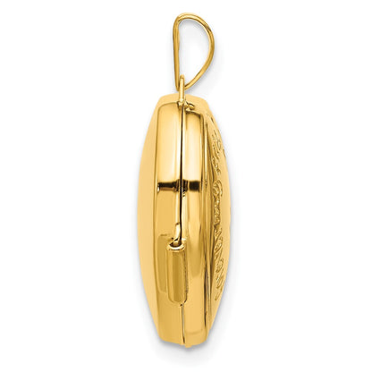 14k Yellow Gold White Rhodium Diamond 18mm Always My Mom Heart Locket Pendant