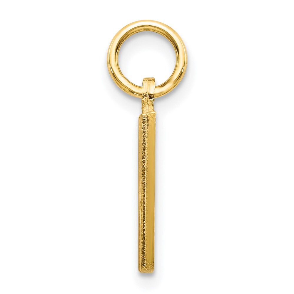 14k Yellow Gold Satin Diamond-cut Letter M Initial Charm Pendant for Women