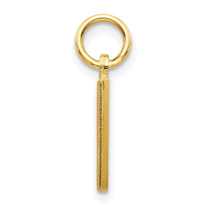 14k Yellow Gold Satin Diamond-cut Letter M Initial Charm Pendant for Women