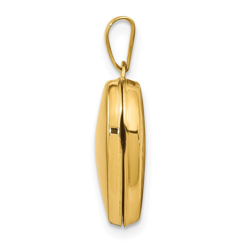14k Yellow Gold Plain 15mm Heart Locket Pendant for Women
