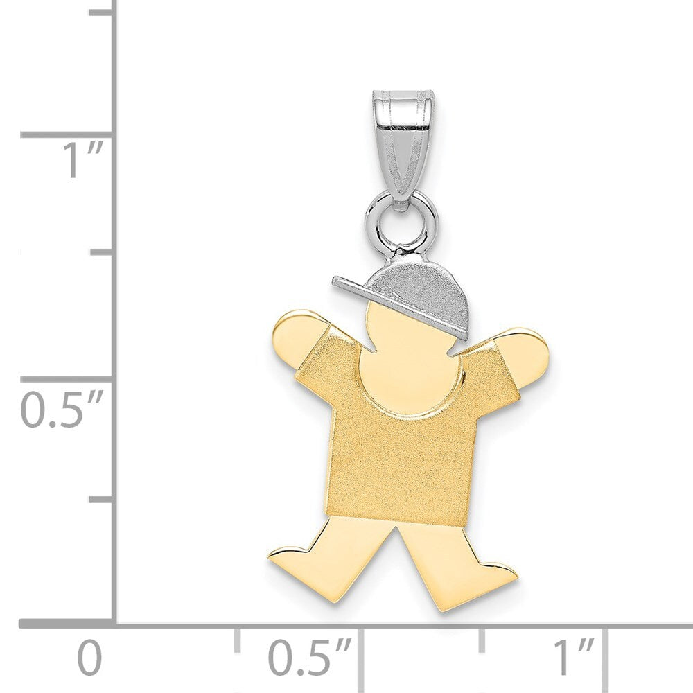 14k Two-tone Gold Small Boy with Hat on Right Engravable Charm Pendant