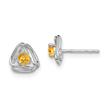 14k White Gold Citrine Stud Earrings Gift for Women