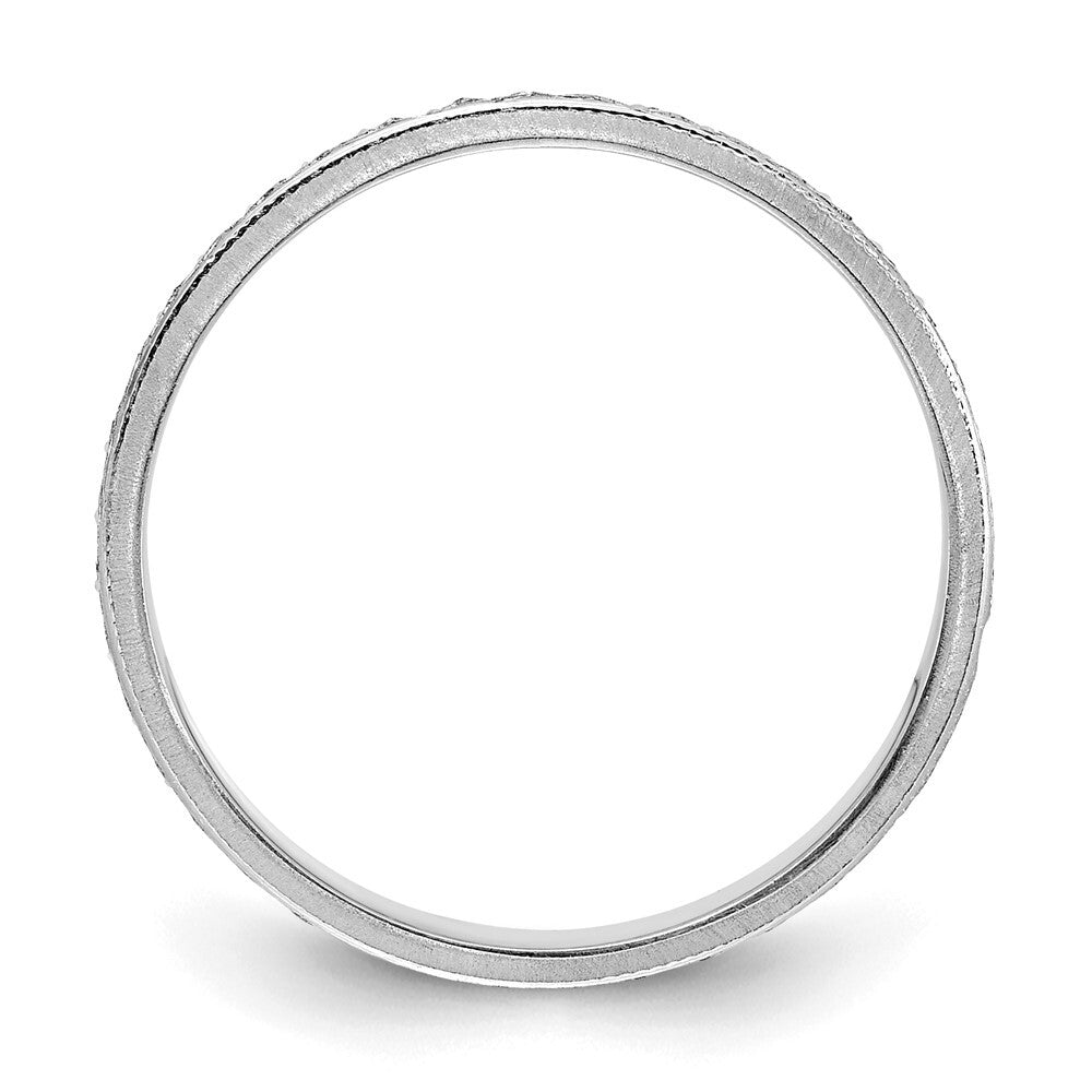 14k White Gold 3.75mm Design Etched Wedding Band Size 8