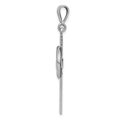 14k White Gold Claddagh Cross Pendant