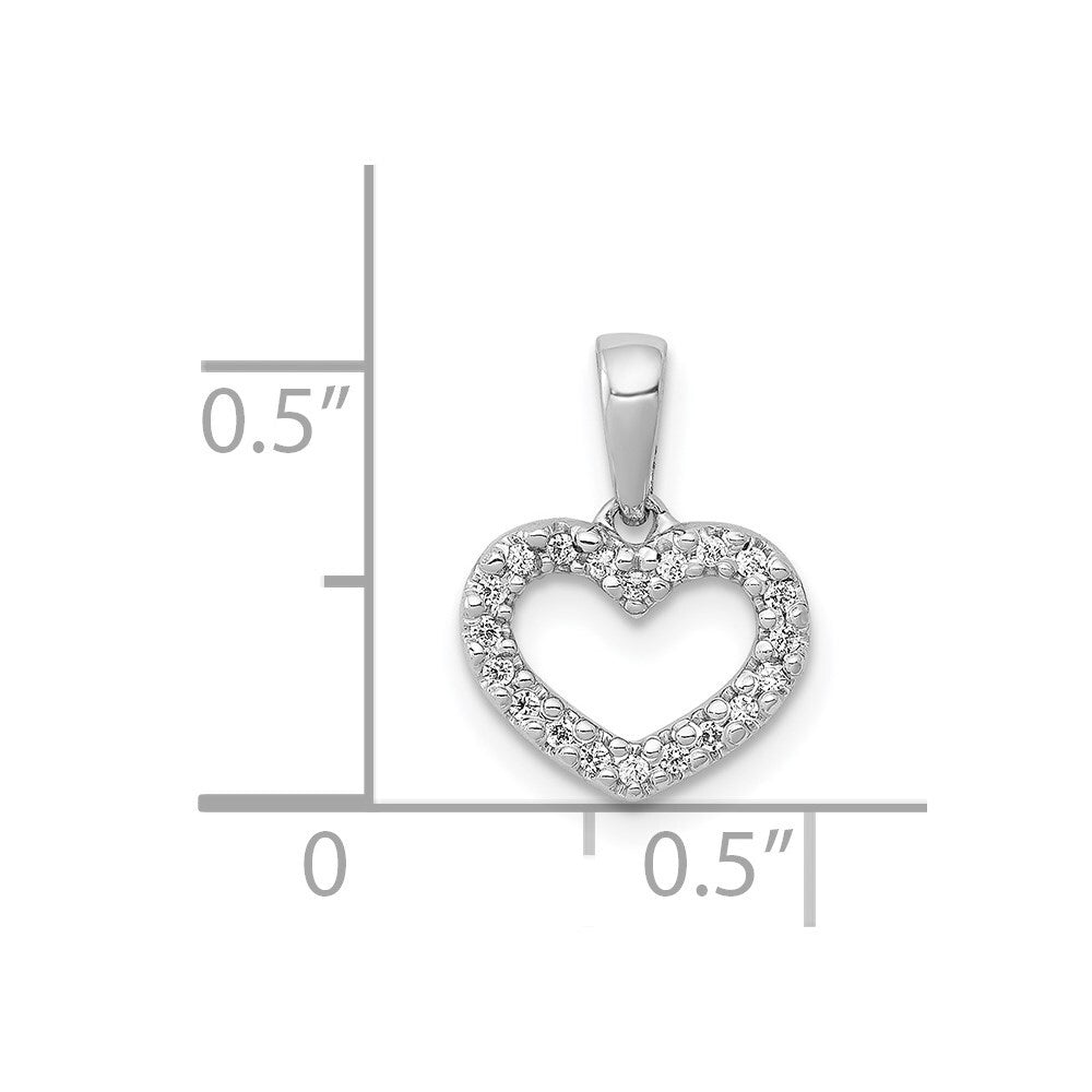 14k White Gold .03ct. Diamond Heart Pendant for Women