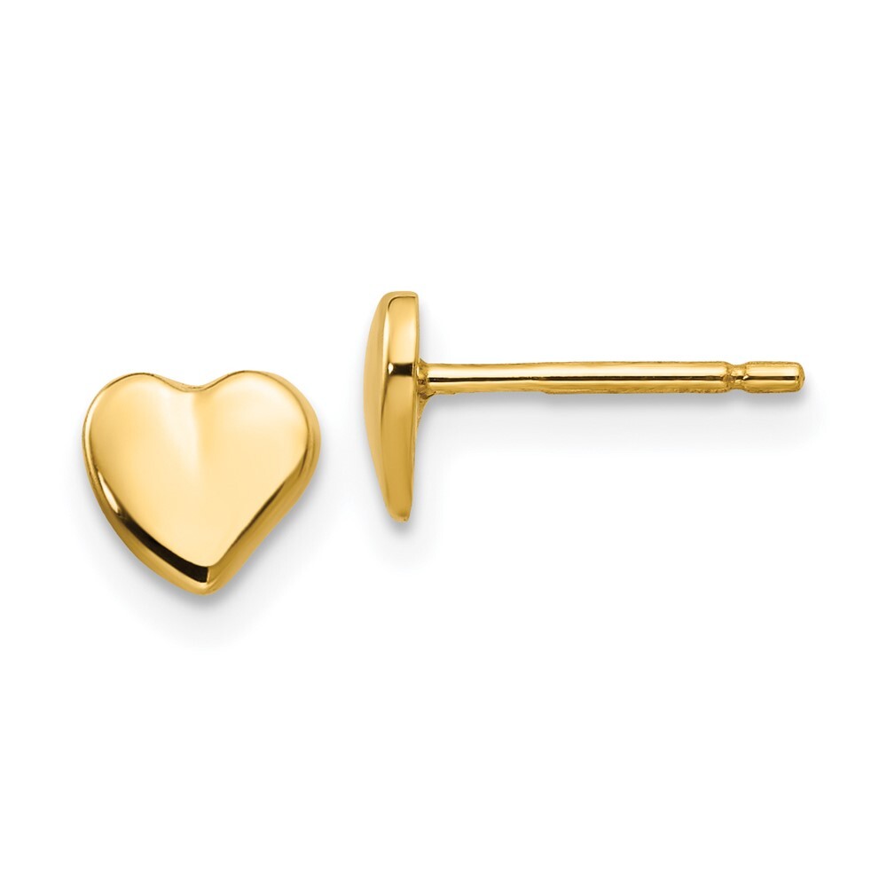 14k Yellow Gold Heart Stud Earrings Gift for Women