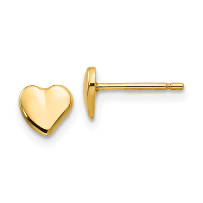 14k Yellow Gold Heart Stud Earrings Gift for Women