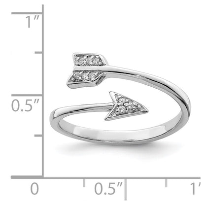 Sterling Silver Rhodium-plated Polished CZ Arrow Ring