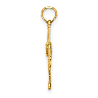 14k Yellow Gold Cross  Drape Charm Pendant for Women