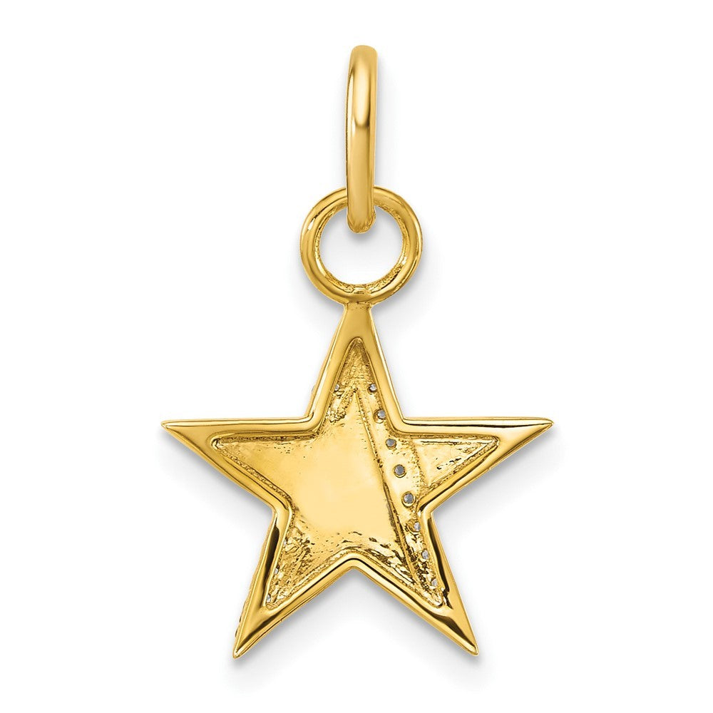 14k Yellow Gold Polished 1/15 carat Diamond Star Charm