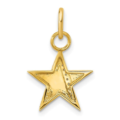 14k Yellow Gold Polished 1/15 carat Diamond Star Charm