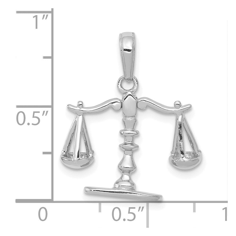 14k White Gold 3-D Moveable Scales of Justice Pendant for Women