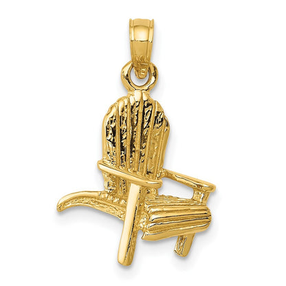14k Yellow Gold 3D Adirondack Beach Chair Pendant for Women