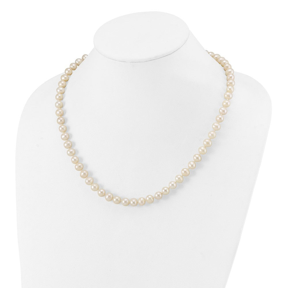 Sterling Silver Rhodium-plated 7-8mm White Cultured Pearl Necklace 20"