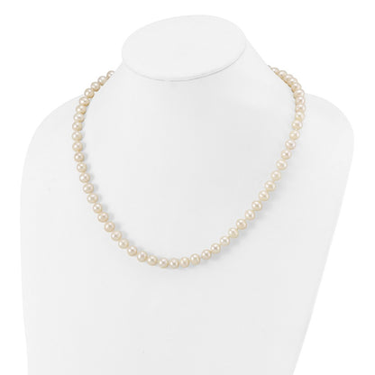 Sterling Silver Rhodium-plated 7-8mm White Cultured Pearl Necklace 20"