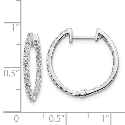 14k White Gold Diamond In/Out Hinged Hoop Earrings