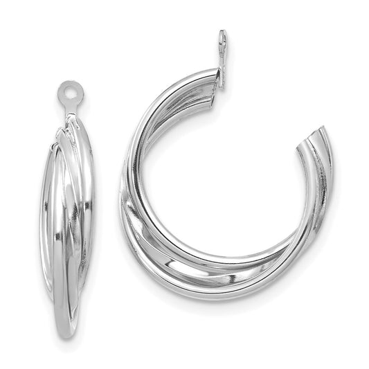 14K White Gold Polished Hoop Earring Jackets Gift for Women