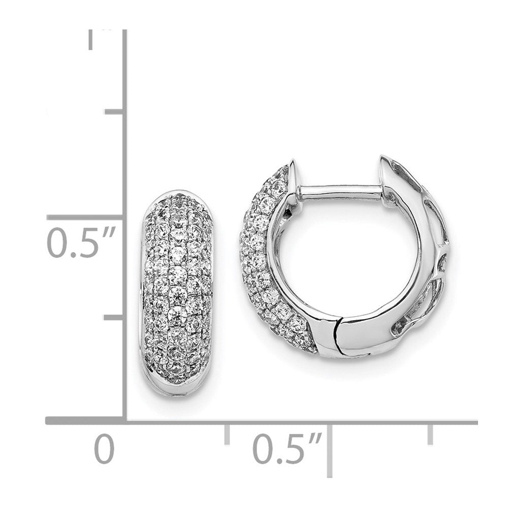 14k White Gold Diamond Hinged Hoop Earrings