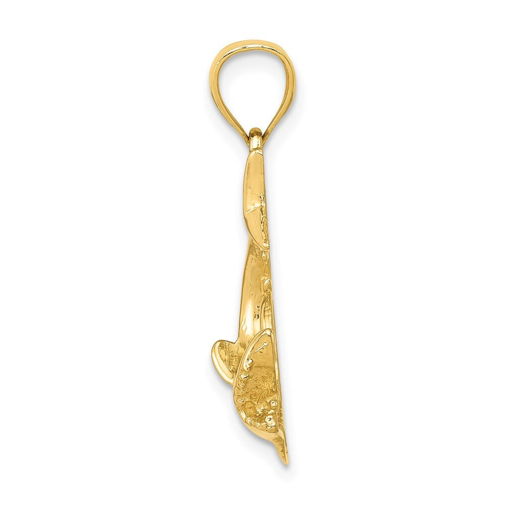 14k Yellow Gold Shark Pendant for Women