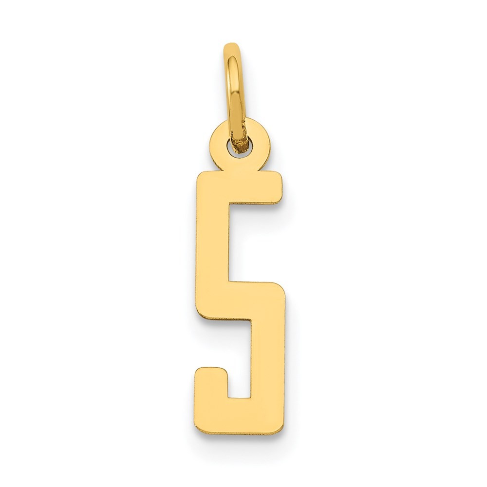 14k Yellow Gold Small Elongated Number 5 Charm