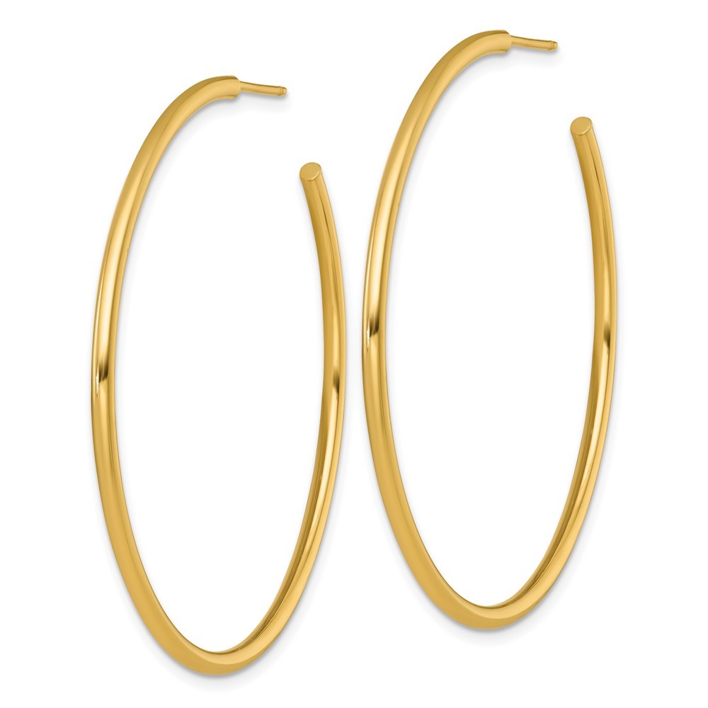 14k Yellow Gold Polished 2 x 50mm Tube C-Hoop Earrings