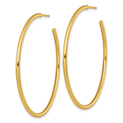 14k Yellow Gold Polished 2 x 50mm Tube C-Hoop Earrings