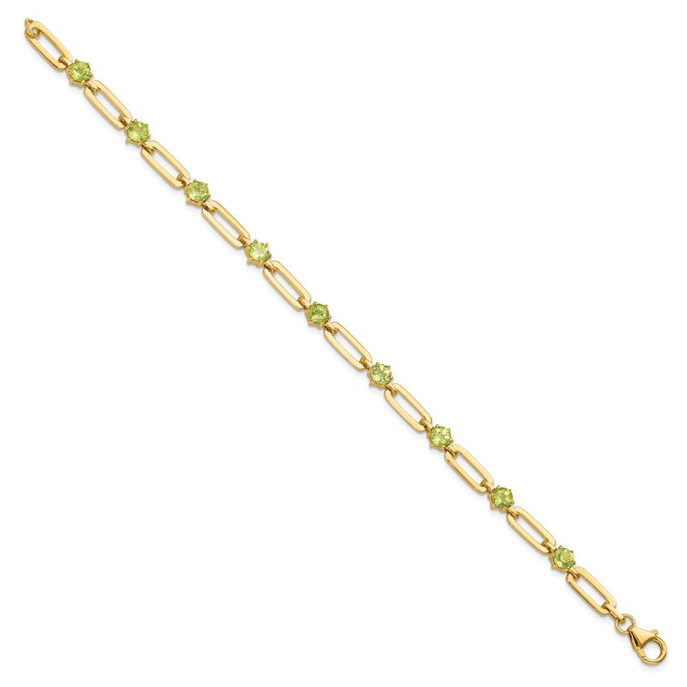 Sterling Silver Gold-tone 5mm 3.6PE Peridot Paperclip Chain Bracelet