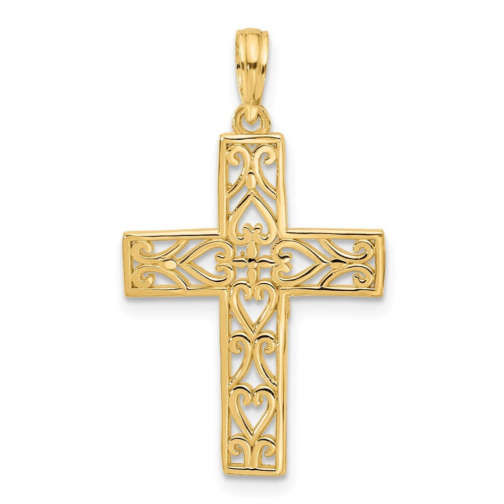 14k Yellow Gold Fancy Cross Charm