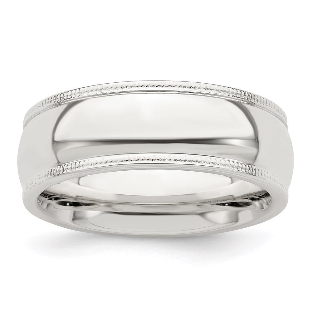 Sterling Silver 7mm Comfort Fit Half Round Milgrain Size 13.5 Band Ring