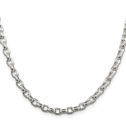 Sterling Silver 4.4mm Oval Fancy Rolo Chain Necklace