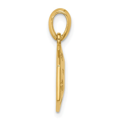 14k Yellow Gold Polished D20 Twenty-sided Dice Pendant for Women