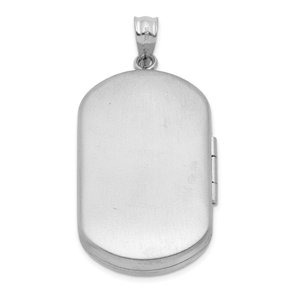 Sterling Silver Rh-plated Satin Polished Epoxy Flag 30x19mm Locket