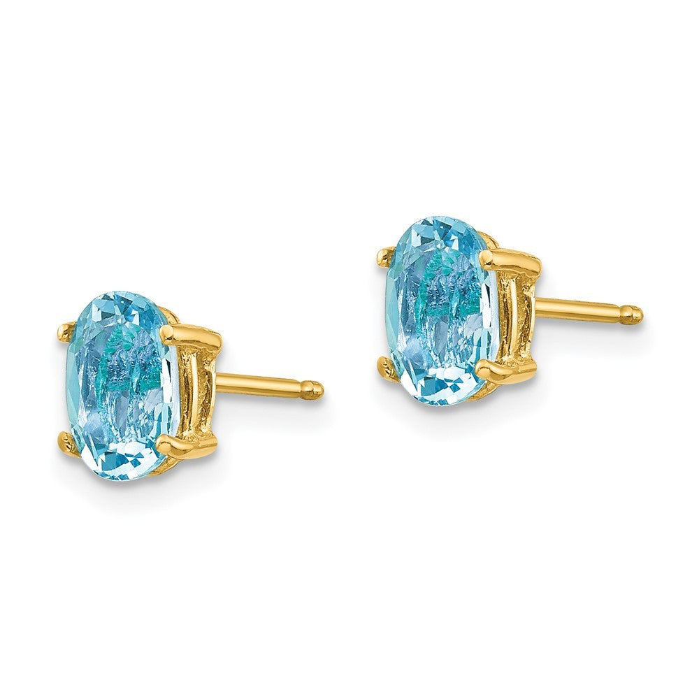 14k Yellow Gold Aquamarine Post Earrings
