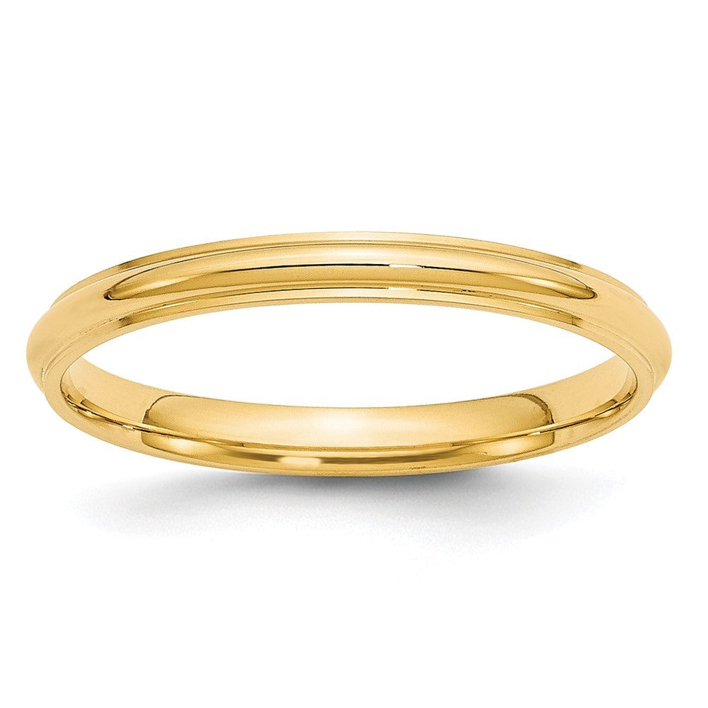 14k Yellow Gold 2.5mm Half Round with Edge Wedding Band Ring Size 6