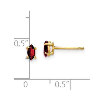 14k Yellow Gold 5x2.5mm Marquise Garnet earring Gift for Women