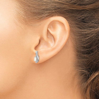 14k White Gold Opal and Diamond Earrings