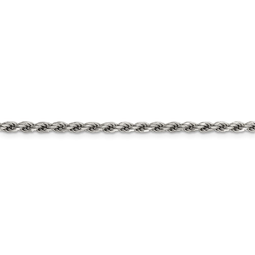 Sterling Silver Rhodium-plated 2.75mm Diamond-cut Rope Chain
