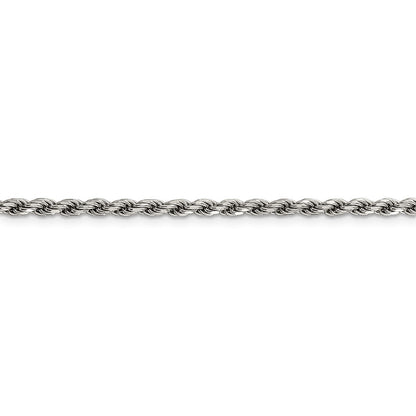 Sterling Silver Rhodium-plated 2.75mm Diamond-cut Rope Chain