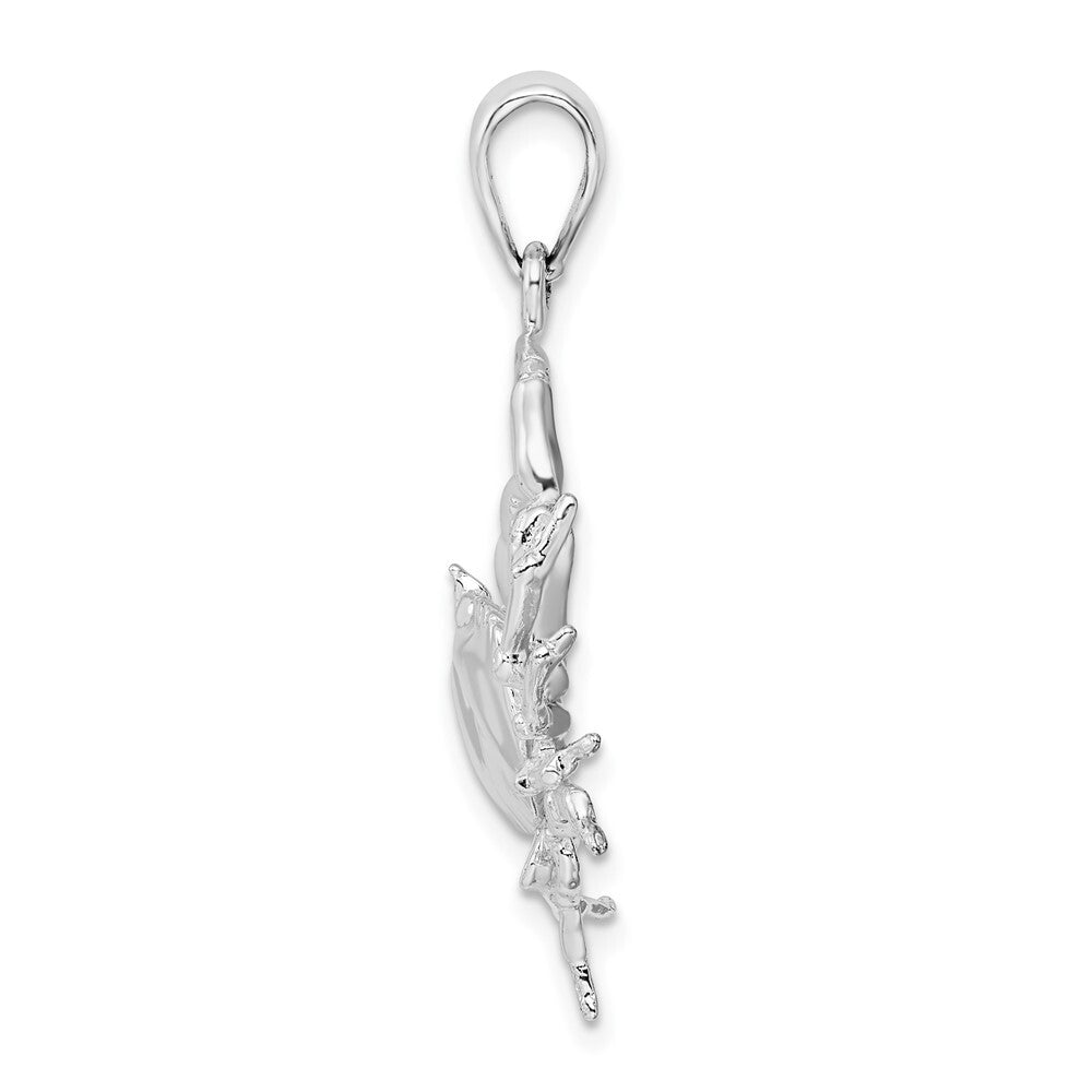 Sterling Silver Rhodium-Plated Polished Stone Crab Pendant